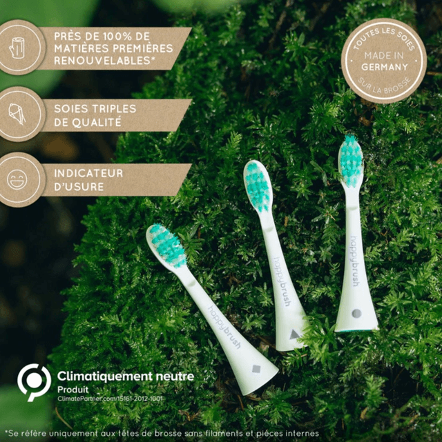 HAPPYBRUSH Tête de brosse Vibe 3 Blanc 3x