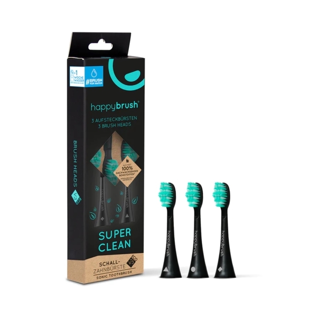 HAPPYBRUSH Tête de brosse Vibe 3 Noir 3x
