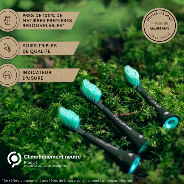 HAPPYBRUSH Tête de brosse Vibe 3 Noir 3x